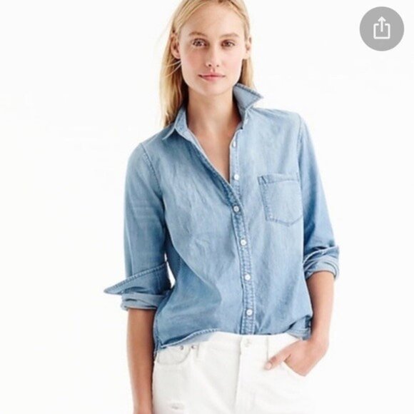 J. Crew 100% Cotton Lt Blue Button Down Shirt Small - Picture 1 of 12